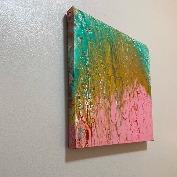 Original Acrylic Pour/Swipe Painting 10”x10” - Picture 4 of 4